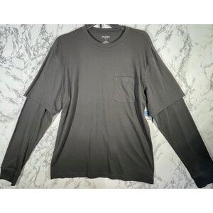 Arizona Jean Co. Mens Long Sleeve Pocket T-Shirt Small Pirate Black 100% Cotton